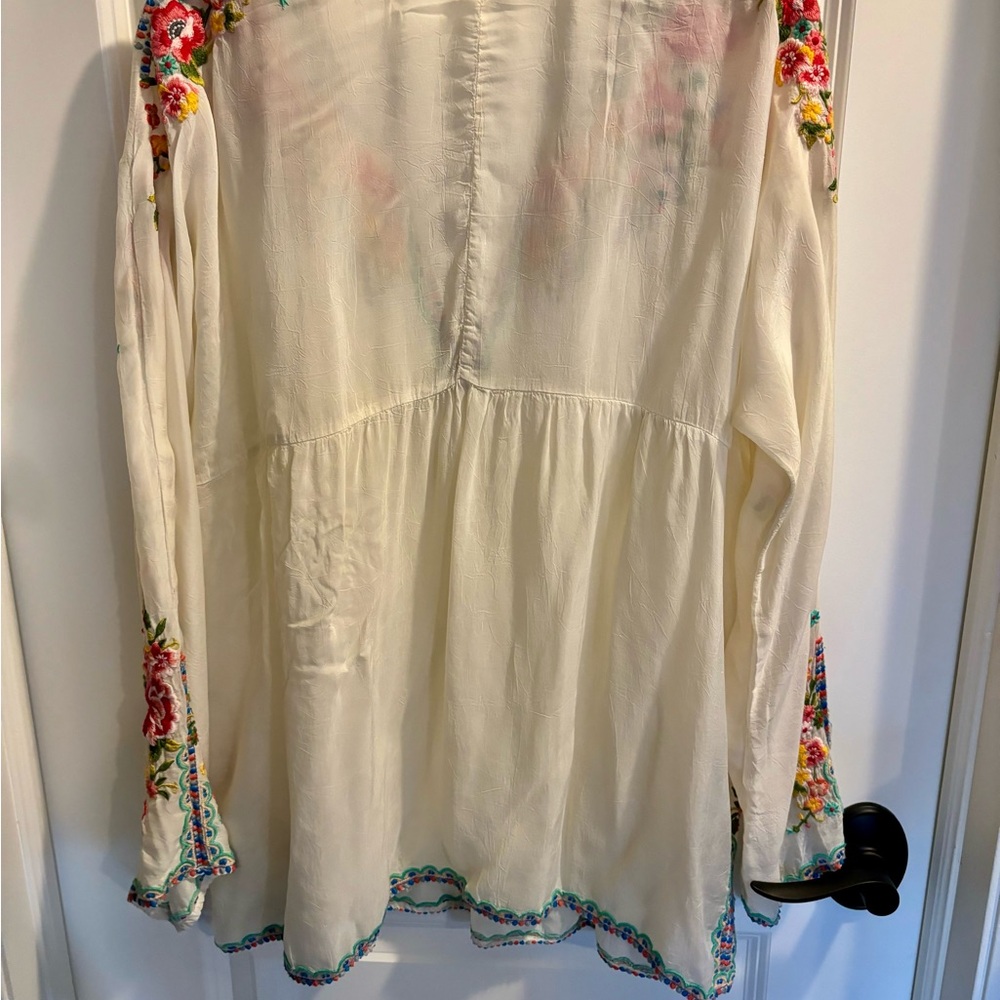 Embroidered Johnny Was Floral White Tunic - Picture 4 of 5